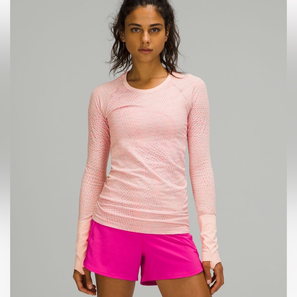 RARE Lululemon Swiftly Long Sleeve 2.0 - Grid warp pink mist / sonic pink Size 6